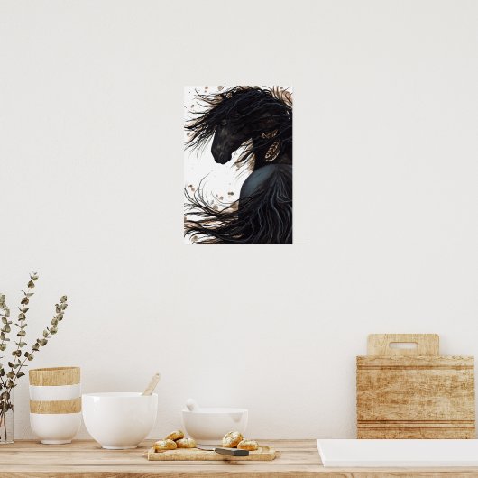 Meerhuispaard Friesian Poster Art van Bihrle (Keuken)