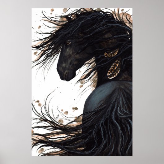 Meerhuispaard Friesian Poster Art van Bihrle (Voorkant)