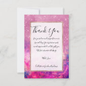 Meerhuisroze Paarse roze glitter Starry Nebula Bedankkaart (Voorkant)