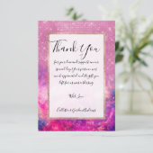 Meerhuisroze Paarse roze glitter Starry Nebula Bedankkaart (Staand voorkant)