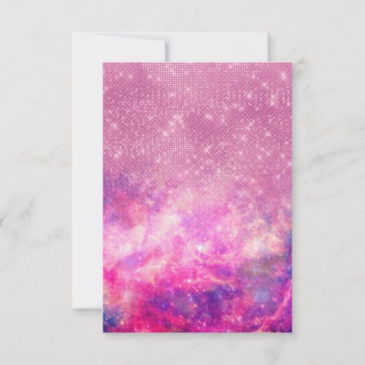 Meerhuisroze Paarse roze glitter Starry Nebula Bedankkaart (Achterkant)