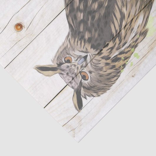 Meerhuisuil op getande houten planken tissuepapier (Detail)