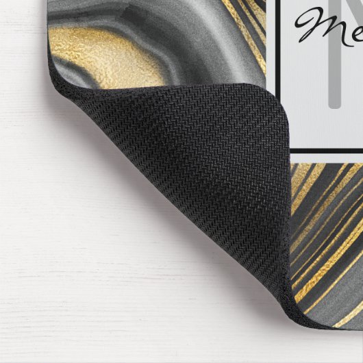 Meerjarig monogram goud en grijze geode minerale g muismat (Hoek)