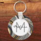 Meerjarig monogram goud en grijze geode minerale g sleutelhanger (Voorkant)