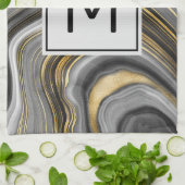 Meerjarig monogram goud en grijze geode minerale g theedoek (Gevouwen)