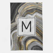 Meerjarig monogram goud en grijze geode minerale g theedoek (Verticaal)