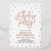 Meerjarig Roos Gold Confetti Verrassingsfeest Folie Uitnodiging (Voorkant)