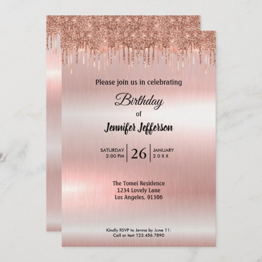 Meerjarig roos goud - uitnodiging (Voorkant / Achterkant)