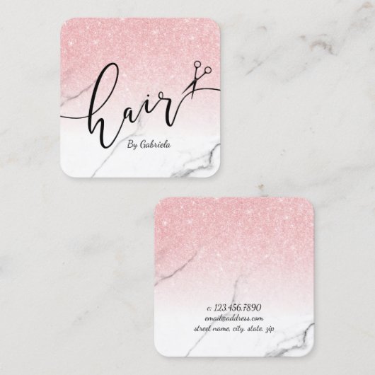 Meerjarig roos goudglitterschaar vierkante visitekaartje (Voorkant / Achterkant)