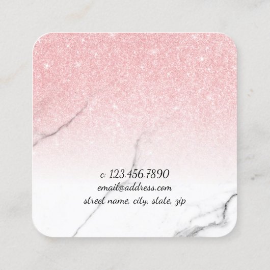 Meerjarig roos goudglitterschaar vierkante visitekaartje (Achterkant)