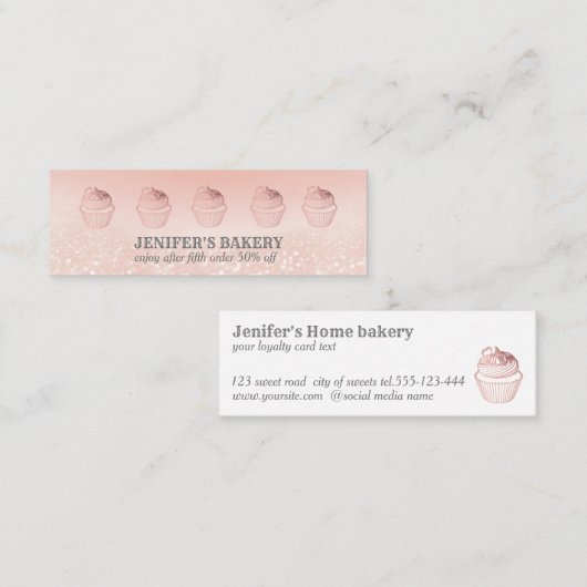 Meerjarig roos goudhandcakkerbroeken mini visitekaartje (Voorkant / Achterkant)