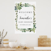Meerjarig, succulent greenery foliage Gold welkom Poster (Keuken)