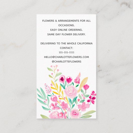 Meerjarige bloemen waterverf bloesem visitekaartje (Achterkant)