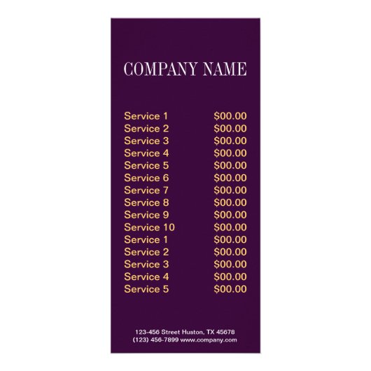 Meerjarige dessertcake bakkerij reclamekaart (Achterkant)