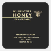 Meerjarige honingbijenhoningpot vierkante sticker (Voorkant)