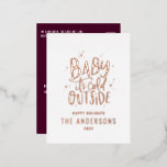 Meerjarige kerstbogungant folie feestdagen briefkaart<br><div class="desc">Baby is koud buiten de moderne,  minimale kerstvakantiekaart voor typografie. Handgeschreven scripttekst,  sneeuw,  sterren en ontwerp. Ideaal voor trouwdecor,  baby showers,  kerstfeest en feestdagen voor nieuwe jaren,  verjaardagsfeestjes en algemene winterevenementen.</div>