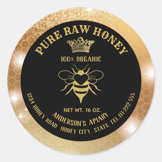 Meerjarige koningin honingraat honingraat ronde sticker (Voorkant)