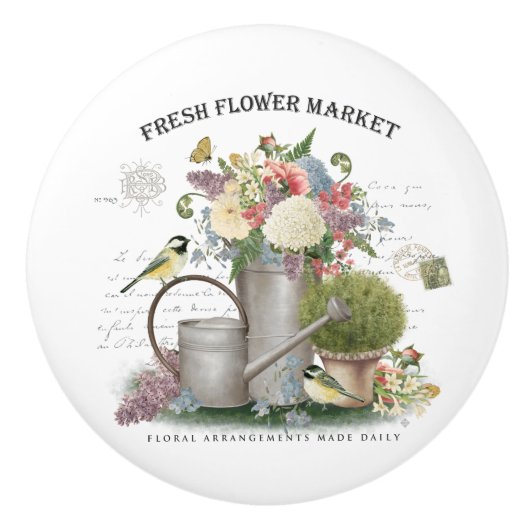 Meerjarige  tuinbouwbloemtuin keramische knop (Voorkant)