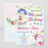 Meerjarige uitnodiging voor twee meisjes in Fairy  (Voorkant / Achterkant)