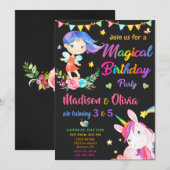 Meerjarige uitnodiging voor twee meisjes in Fairy  (Voorkant / Achterkant)