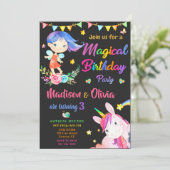 Meerjarige uitnodiging voor twee meisjes in Fairy (Staand voorkant)