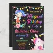 Meerjarige uitnodiging voor twee meisjes in Fairy (Voorkant / Achterkant)