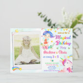 Meerjarige uitnodiging voor twee meisjes in Fairy  (Staand voorkant)