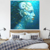 Meerjungfrau in Muscheln - Malerei Stil Canvas Afdruk (Insitu (Slaapkamer))