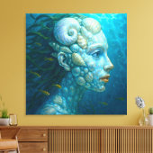 Meerjungfrau in Muscheln - Malerei Stil Canvas Afdruk (Insitu (Woonkamer))
