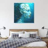 Meerjungfrau in Muscheln - Malerei Stil Canvas Afdruk (Insitu (Slaapkamer))