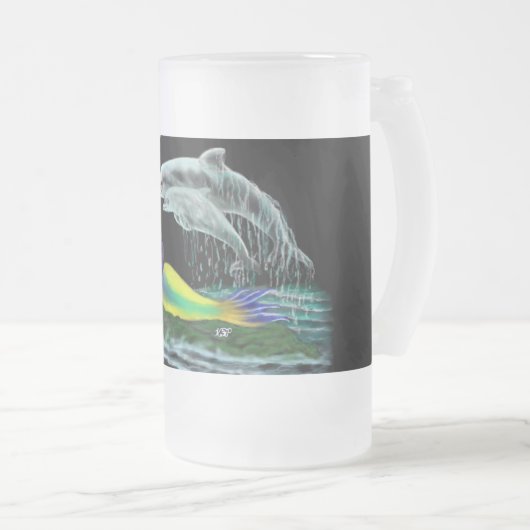 Meerjungfrau mit Delfinen Matglas Bierpul (Voorkant rechts)
