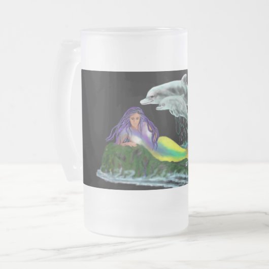 Meerjungfrau mit Delfinen Matglas Bierpul (Voorkant links)