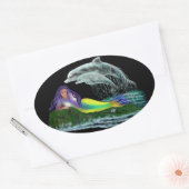 Meerjungfrau mit Delfinen Ovale Sticker (Envelop)