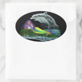 Meerjungfrau mit Delfinen Ovale Sticker (Tas)