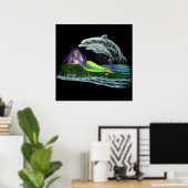 Meerjungfrau mit Delfinen Poster (Thuiskantoor)