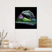 Meerjungfrau mit Delfinen Poster (Keuken)