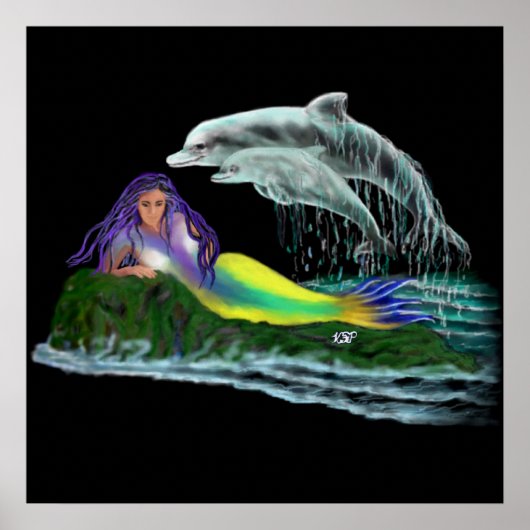 Meerjungfrau mit Delfinen Poster (Voorkant)