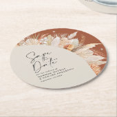 Meerkanaals terracotta pampasgras ronde kartonnen onderzetter (Gebogen)