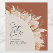 Meerkanaals terracotta pampasgras wijn etiket (Enkel label)