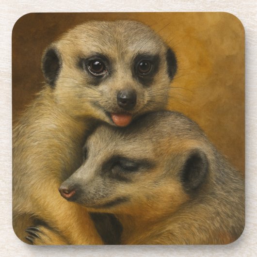 Meerkat Affection Bier Onderzetter (Voorkant)