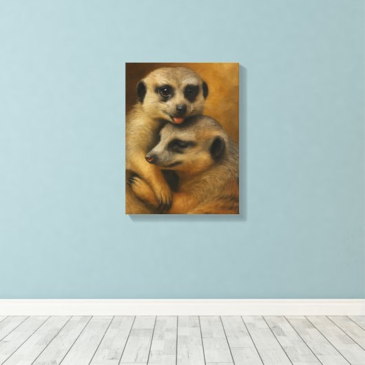 Meerkat Affection Canvas Afdruk (Insitu (Houten vloer))
