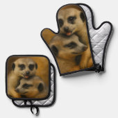 Meerkat Affection Ovenwant & Pannenlap Set (Voorkant / Achterkant)