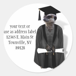 Meerkat Afstuderen W/Gray Gown & Black Sash Ronde Sticker