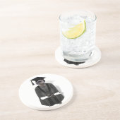 Meerkat Afstuderen W/Gray Gown & Black Sash Zandsteen Onderzetter (Zijkant)