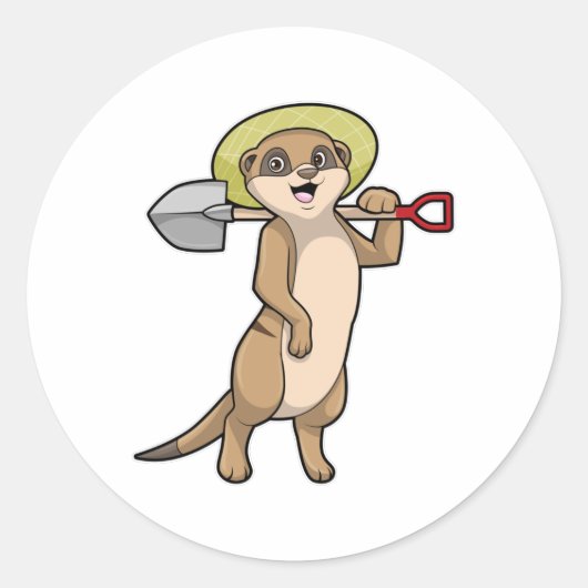 Meerkat als boer met schoen ronde sticker (Voorkant)