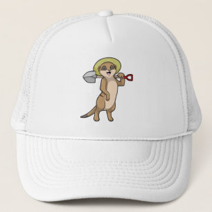 Meerkat als boer met schoen trucker pet