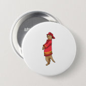 Meerkat als brandweerman met Helmet Ronde Button 7,6 Cm (Voorkant /achterkant)