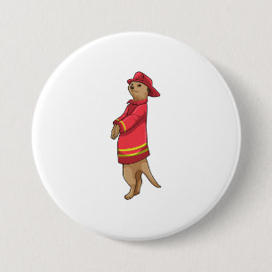 Meerkat als brandweerman met Helmet Ronde Button 7,6 Cm