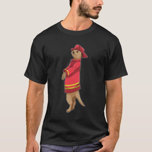 Meerkat als brandweerman met Helmet T-shirt (Voorkant)