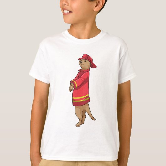 Meerkat als brandweerman met Helmet T-shirt (Voorkant)